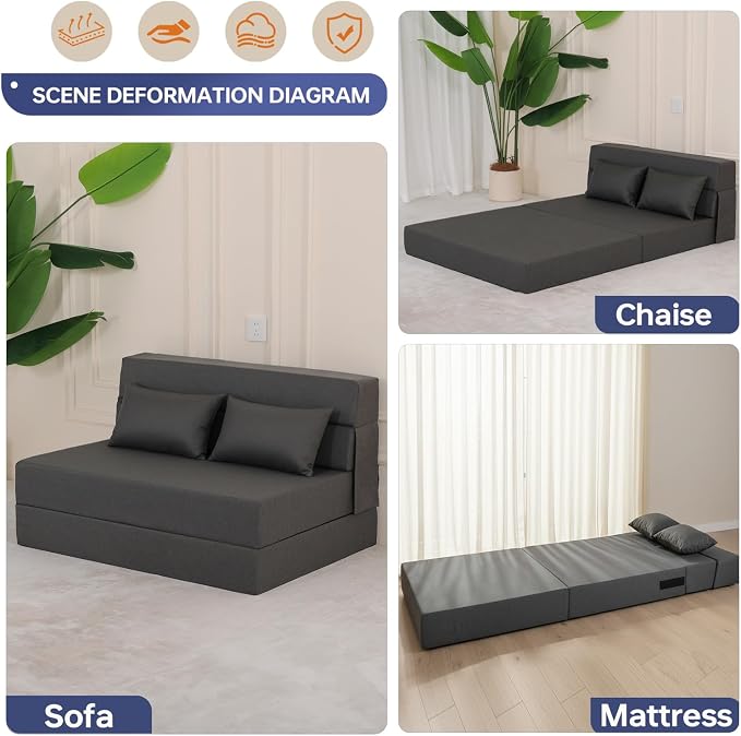 Fvkind Folding Sofa Bed, Foldable Sleeper Chair - Image 3