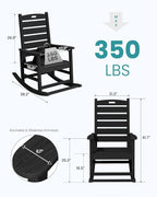 SERWALL Outdoor Rocking Chair Set of 2, Oversized Rocking Chair - Image 3