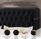BRELTAM Upholstered Queen Size Bed Frame Velvet Black Tufted Platform Bed Frame - Image 5