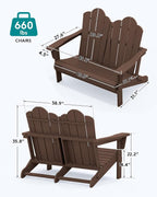 SERWALL 3 Pieces Patio Adirondack Bench Set, 2 Folding Adirondack Bench & 1 - Image 4