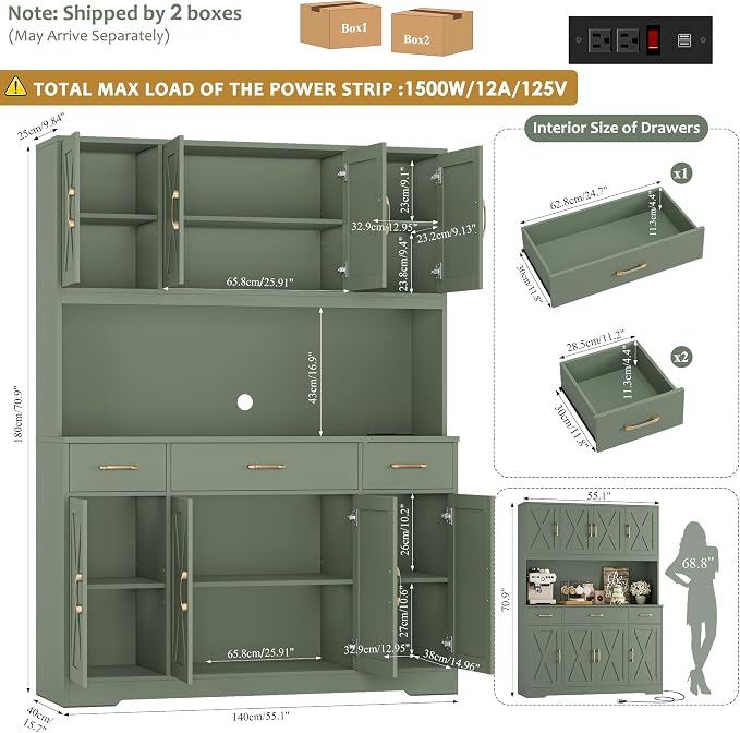 HOSTACK 71" Tall Pantry Cabinet - Image 3
