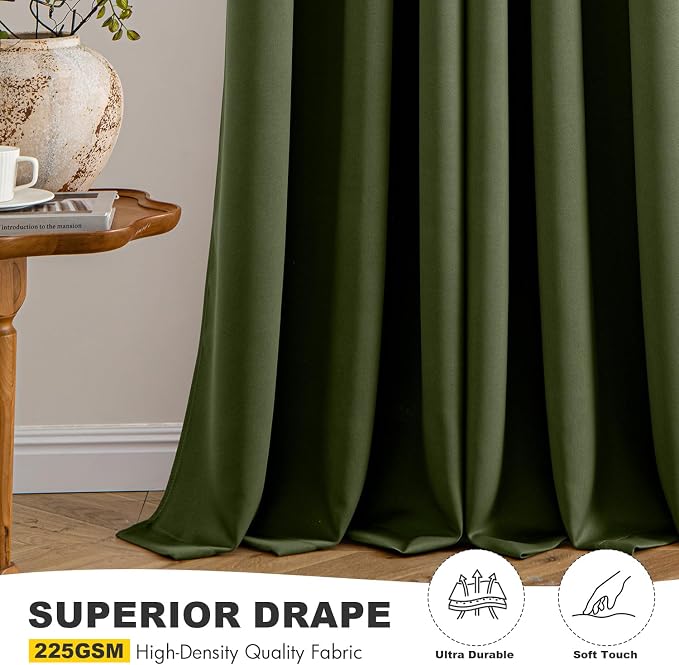 MIULEE Blackout Curtains for Bedroom 2 Panels 29 x 40 Inch Long Olive Green | - Image 5