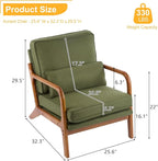 Bonnlo Dark Green Linen Accent Chairs Set of 2, Upholstered Mid Century Modern - Image 2