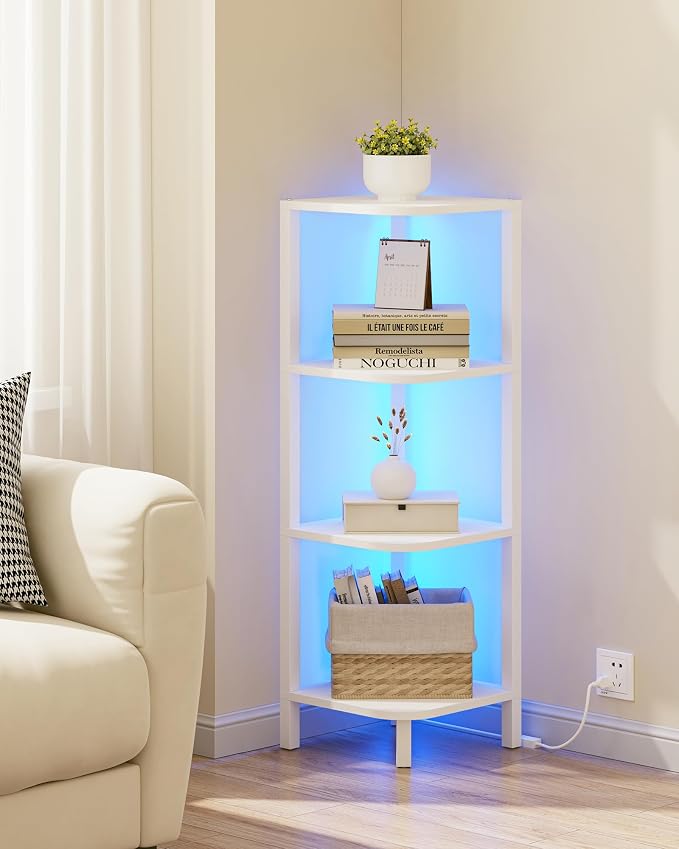 TUTOTAK Corner Shelf, 4-Tier Corner Bookshelf - Image 5