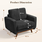 Vesgantti 38.5" Accent Chair Black, Comfy Corduroy Single Sofa Seat - Image 2