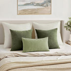 MIULEE Olive Green Chenille Couch Throw Pillow Covers, 20x20 | Set of 2 - Image 7