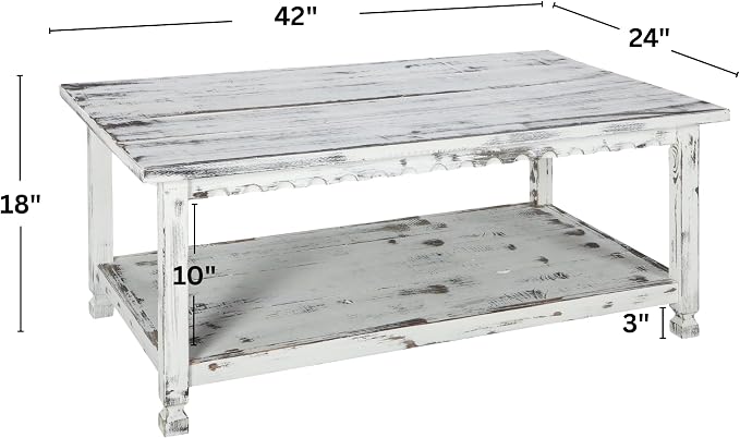 Country Cottage 42-Inch Farmhouse Coffee Table - Image 3
