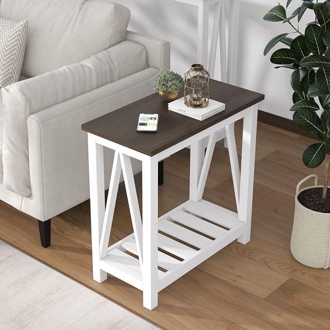 ChooChoo Farmhouse End Table Set of 2, Rustic Vintage Narrow End Side Table - Image 6
