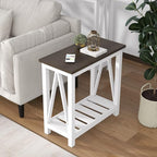 ChooChoo Farmhouse End Table Set of 2, Rustic Vintage Narrow End Side Table - Image 6