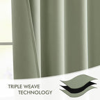 MIULEE Sage Green Back Tab Blackout Curtains 52x102 Inch Long 2 Panels Set | - Image 7