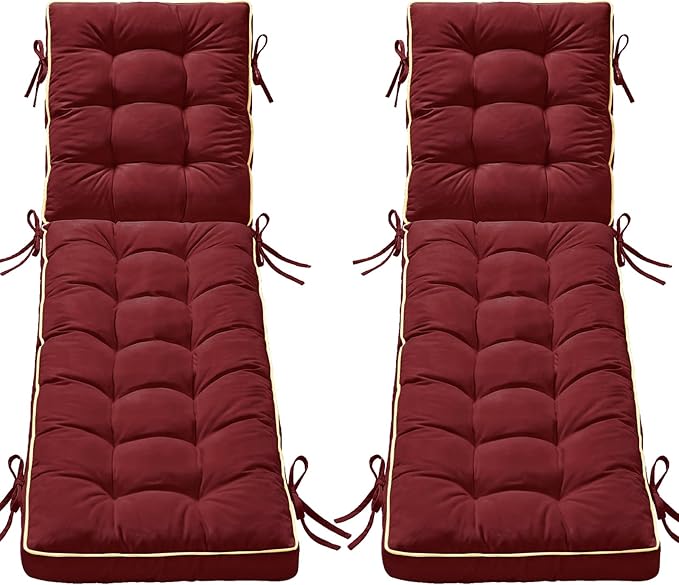 2 Pack 72x21 Inch Folding Chaise Lounge Cushion Quick Dry by AMCATON