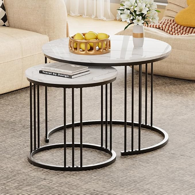 Garden 4 you Coffee Table Faux Marble Nesting Table - Image 2
