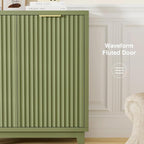 Fluted Cabinet with Storage, 2 Doors Sideboard Buffet, Mid Century Modern - Image 3