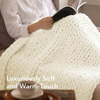 L'AGRATY Chunky Knit Throw Blanket - Image 4