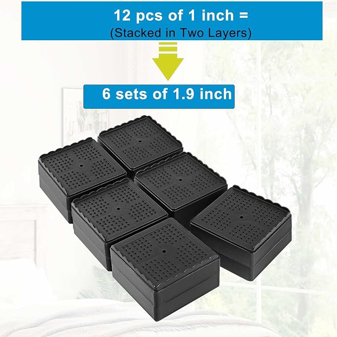 Bed Risers 1 inch, 2 inch, 3 inch, 4 inch Heavy Duty, Adjustable Furniture Riser - Image 3