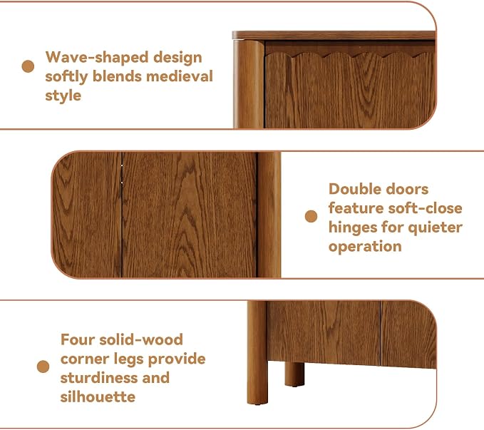 31" Mid-Century Modern Accent Cabinet, 2-Door Storage Cabinet - Image 3