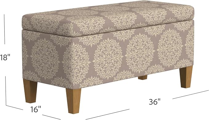 HomePop Drake Large Decorative Storage Bench -Brown Medallion - Image 3
