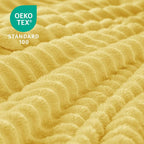 BEDELITE 3D Ribbed Light Yellow Fleece Twin Blanket - Image 4