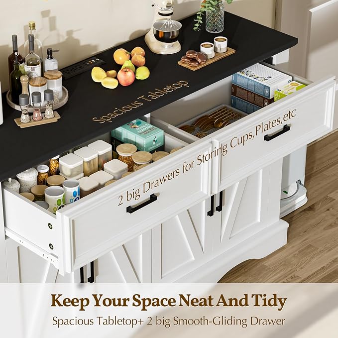 56" Modern Farmhouse Sideboard Buffet Cabinet - Image 5