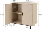 Storage Cabinet with Doors, Modern Accent Cabinet, Wood Grain Decoratio Buffet - Image 2