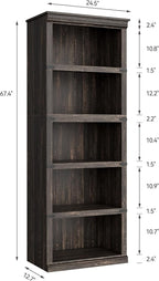 GarveeHome 5 Tier Farmhouse Bookcase, 67.4 in Tall Book Shelf - Image 2