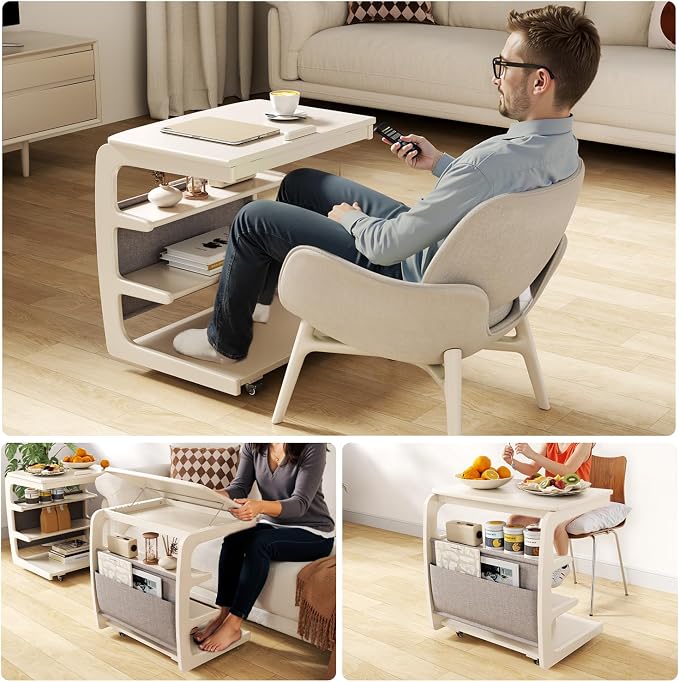 AQIMUELE Rolling Side Table, C Shaped End Table, C Table - Image 7