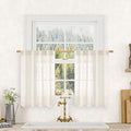 Cream Linen Kitchen Curtains 30 Inch Length by LAMIT