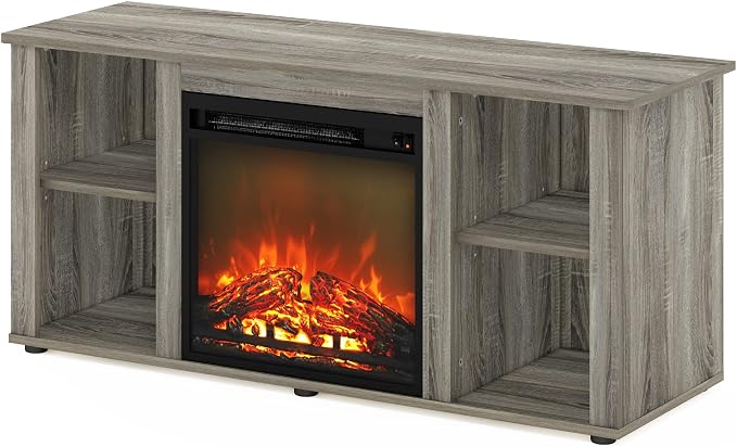 Furinno Jensen Fireplace Entertainment Center TV Stand - Image 5
