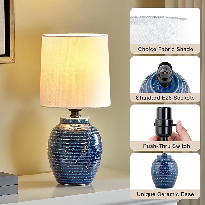 EJIAXIN Table Lamps Set of 2-13.75" Small Bedside Lamps - Image 4