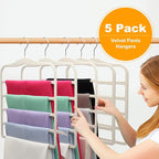 Closet Organizers and Storage, 5 Pack Velvet Pants-Hangers-Space-Saving - Image 2