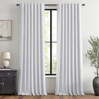 MIULEE 100% Blackout Linen Curtains 42 x 96 Inch Grayish White 2 Panels | by MIULEE