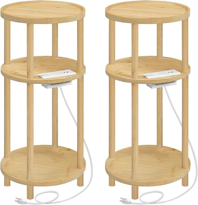 HOOBRO Set of 2 Small Round Side Tables by HOOBRO