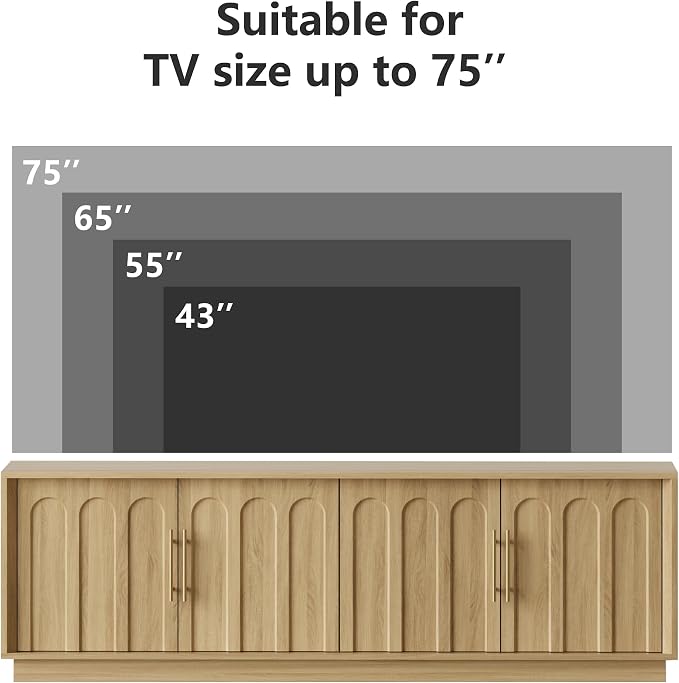 FORTUNETEC TV Stand for 75 Inch TV, Mid Century Modern TV Stand - Image 7