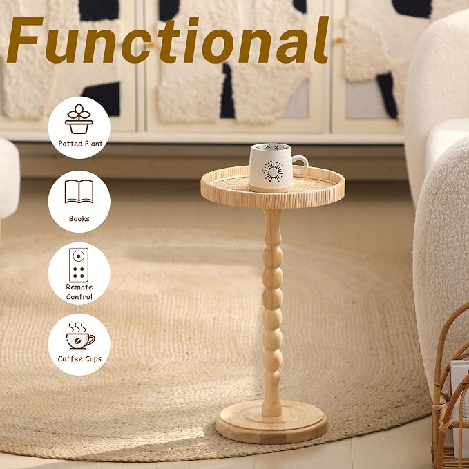Small Side Table，Rattan Round Drink Tables - Image 4
