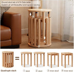 Stackable Stools Set of 4, 100% Solid Wood Stool No Installation Required - Image 3