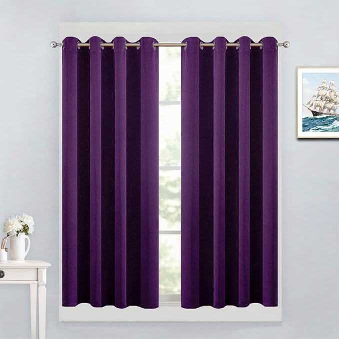 Yakamok Room Darkening Curtains 52x45 inch Length Purple-Living Room | 2 panels by Yakamok