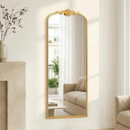 Besdomus Antique Full Length Mirror: 21"x56" French Gleaming Gold Arched Full - Image 5