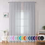 Light Grey Sheer Curtains 90 Inches Long by OWENIE