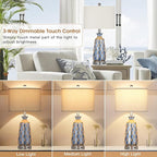 Ruzectt 25.5" Coastal Glass Table Lamps Set of 2, 3-Way Dimmable Touch Control - Image 2