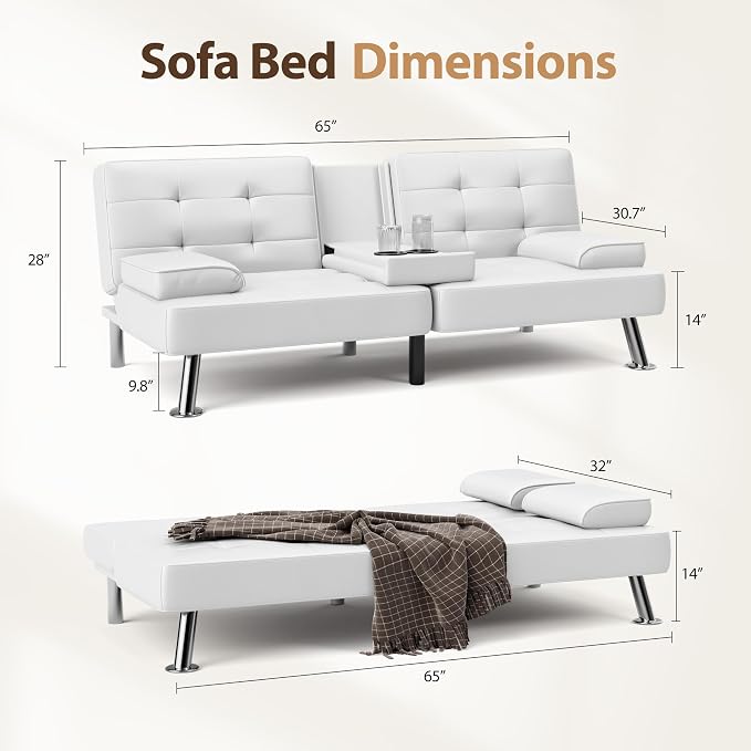 Shahoo Convertible Folding Futon Sofa Bed Sleeper Couch - Image 2