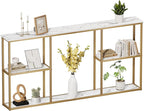 WOHOMO Gold Console Table, 3-Tier Small Entryway Table by WOHOMO