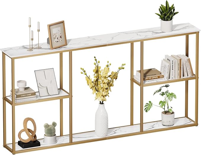 WOHOMO Gold Console Table, 3-Tier Small Entryway Table by WOHOMO
