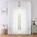 White Sheer Curtains 90 Inches Long 2 Panels, Light Filtering Airy Voile by Lecloud