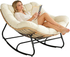 SUNCROWN Oversized Wicker Rocking Chair Indoor Outdoor, 450 LBS Heavy Duty by HOME