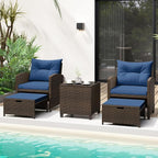 Tangkula 5 Pieces Patio Conversation Set, PE Wicker Rattan Outdoor Furniture Set - Image 2