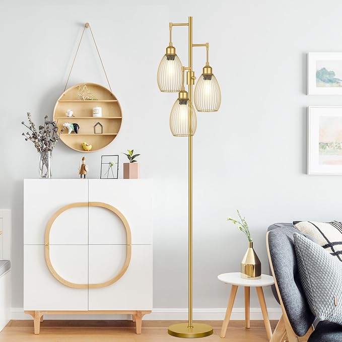 Dimmable Floor Lamp, 3 x 800LM LED Edison Bulbs Included, Farmhouse Industrial - Image 3