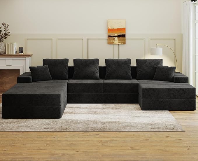 Living&Giving 128" U-Shaped Cloud Sectional Couch by LivingGiving