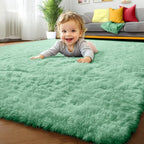 Sage Green Rugs for Living Room Bedroom, 5x8 Fluffy Bedside Area Rug, Soft - Image 8