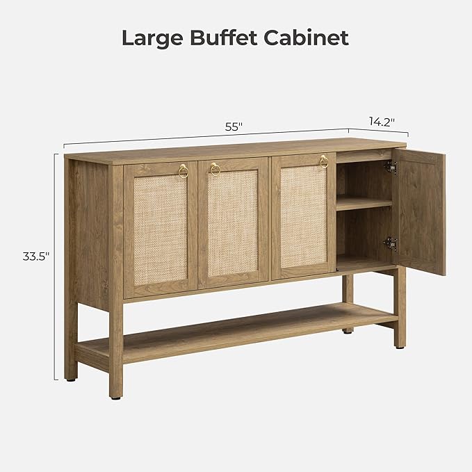 SICOTAS 55" Cherry Sideboard Buffet Cabinet - Image 2