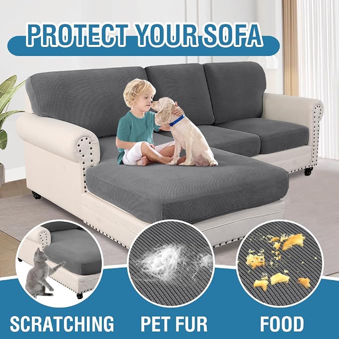 H.VERSAILTEX Sectional Couch Covers 6 Pieces Stretch Sofa Covers - Image 7